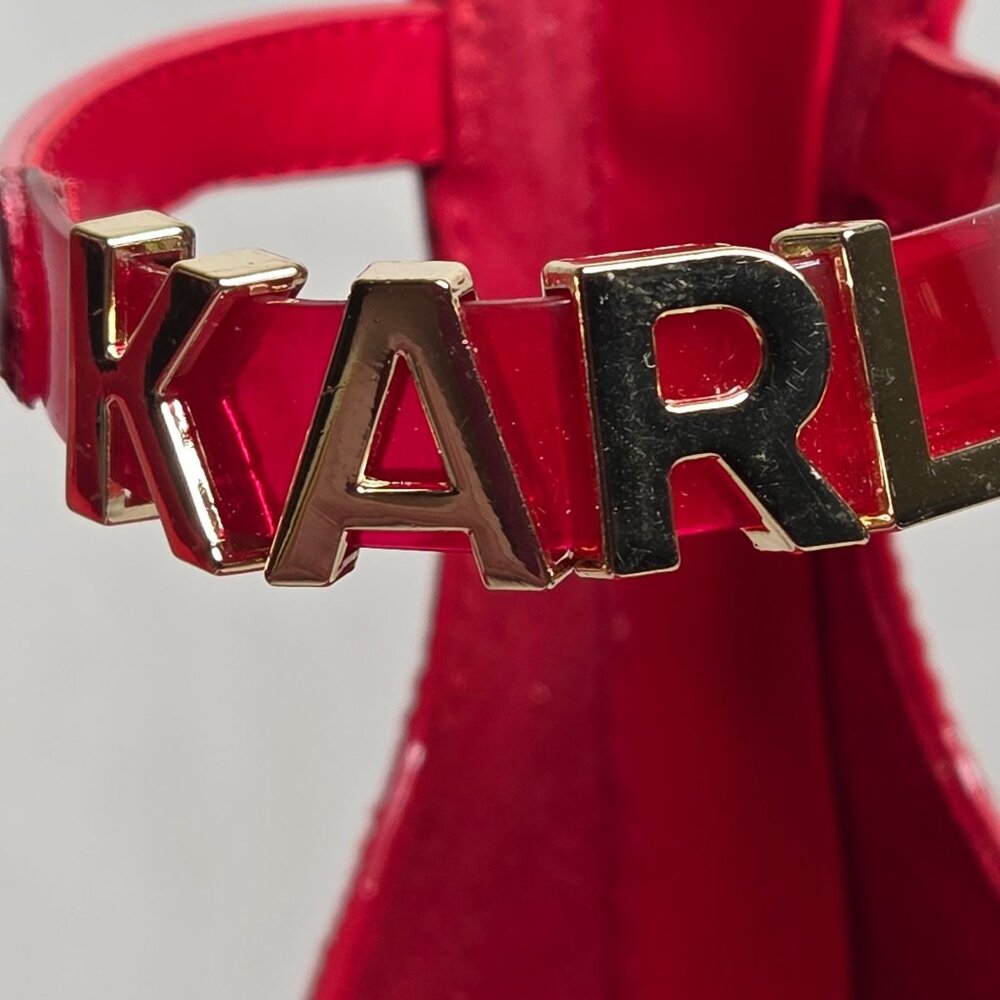 NWOT Karl Lagerfeld Paris Women's Pavla Logo Classic Red Pumps - Picture 5 of 7